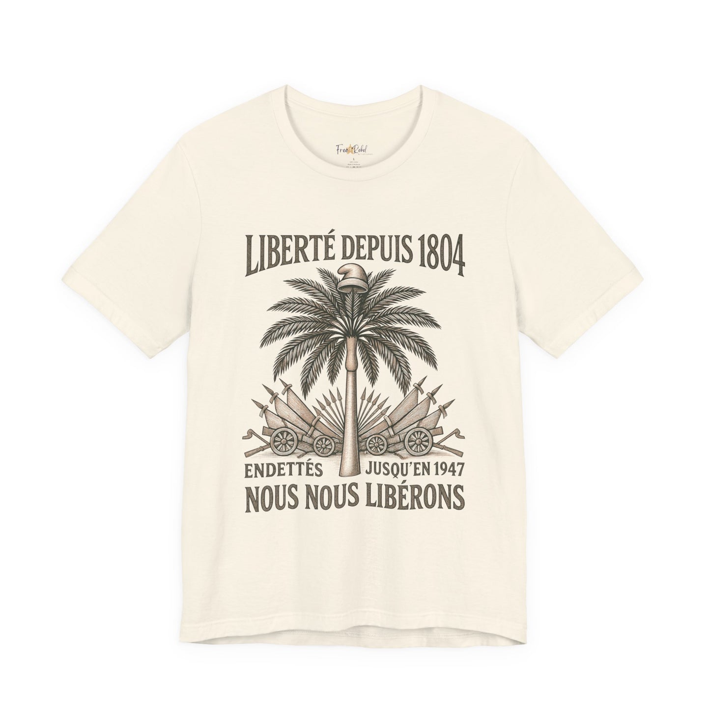 T-Shirt — Liberté Depuis 1804 Haiti Coat of Arms Vintage Palm Design