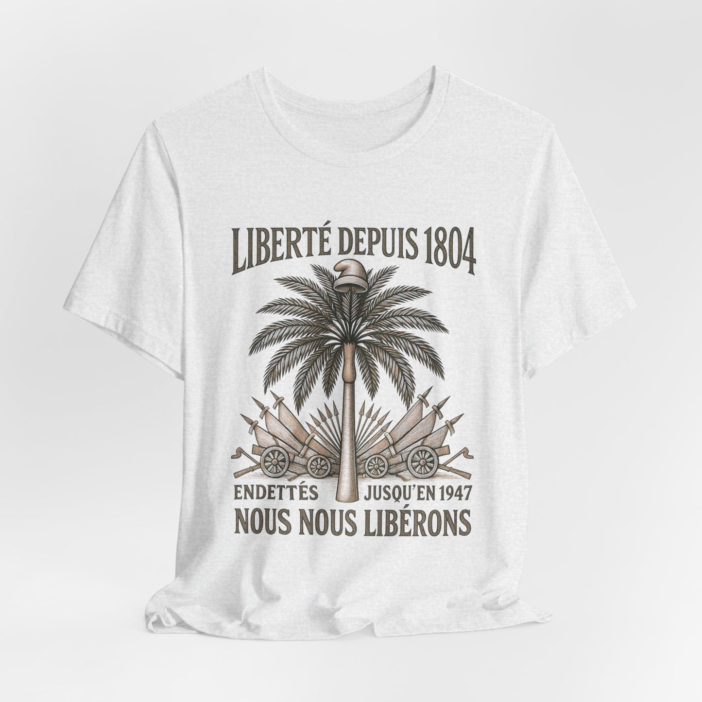 T-Shirt — Liberté Depuis 1804 Haiti Coat of Arms Vintage Palm Design
