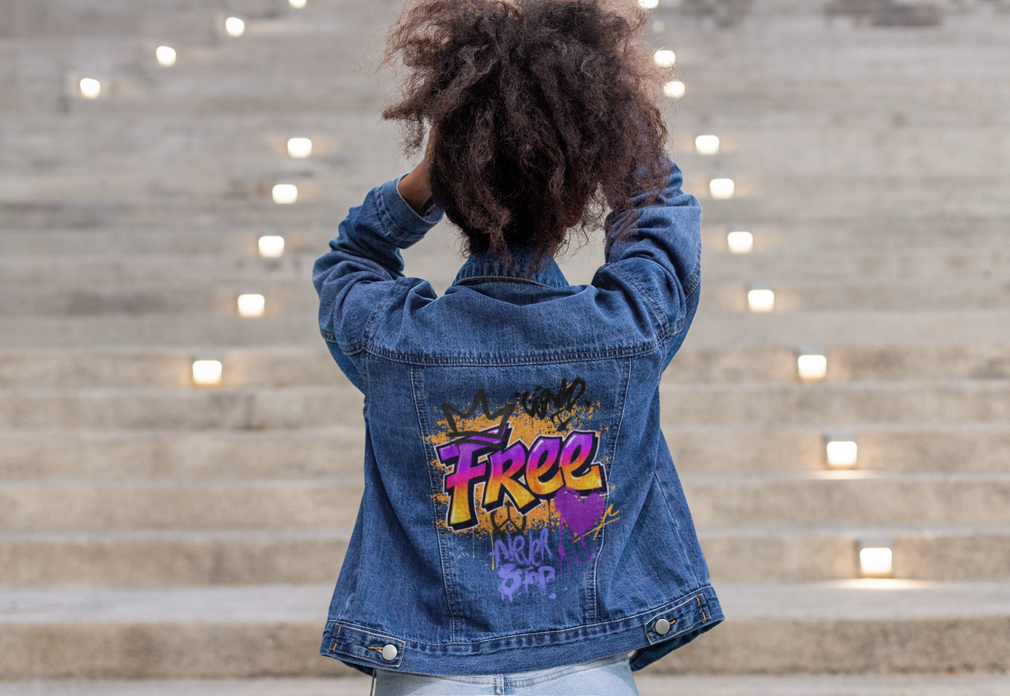 Free Graffiti Crowned Denim Jacket - Free Graffiti Collection