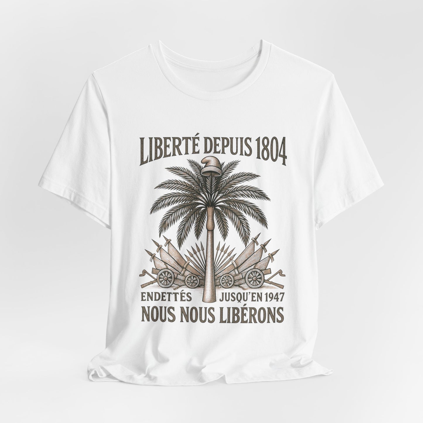 T-Shirt — Liberté Depuis 1804 Haiti Coat of Arms Vintage Palm Design