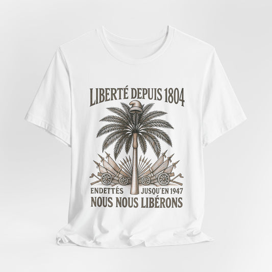 T-Shirt — Liberté Depuis 1804 Haiti Coat of Arms Vintage Palm Design