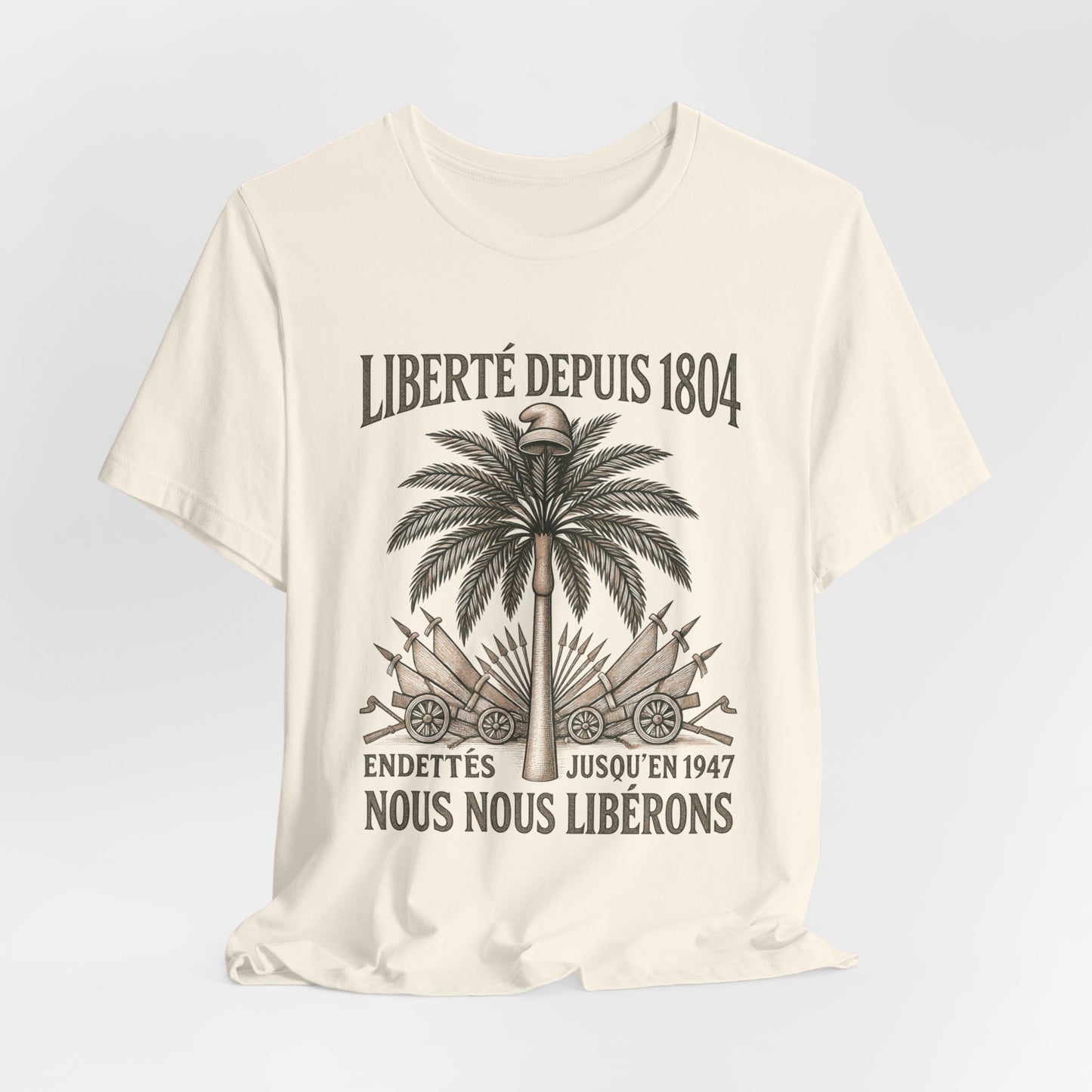 T-Shirt — Liberté Depuis 1804 Haiti Coat of Arms Vintage Palm Design