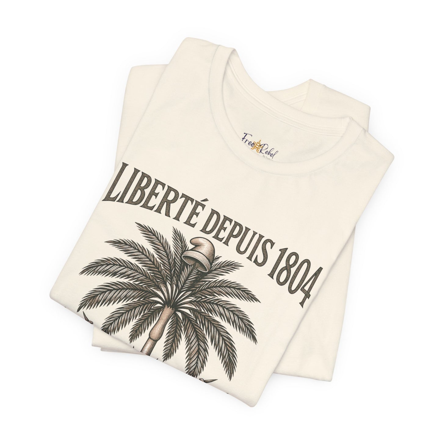 T-Shirt — Liberté Depuis 1804 Haiti Coat of Arms Vintage Palm Design