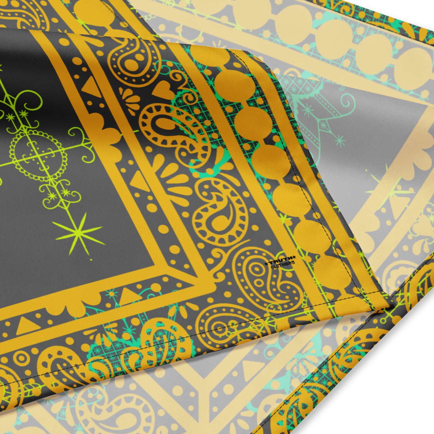 Simbi x Ezili Gold Print Haitian Veve Symbol Bandana (Gray)